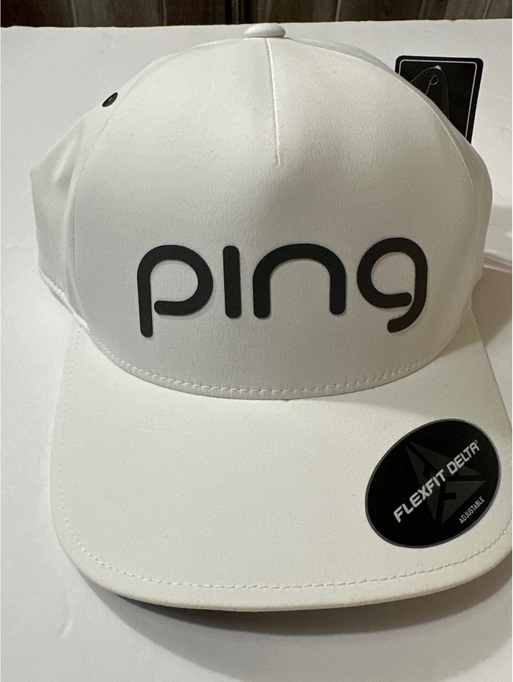 Ping White Flexfit Delta Golf Cap with Stain Block Tech